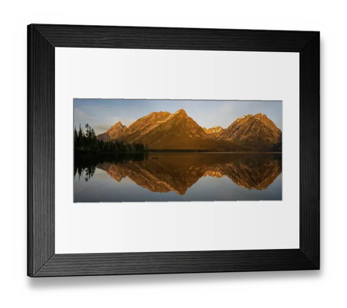 Framed Print : USA, Wyoming. Panoramic landscape of Mount Woodring and St. John from Leigh Lake, Grand Teton National Park Framed Print : USA, Wyoming. Panoramic landscape of Mount Woodring and St. John from Leigh Lake, Grand Teton National Park