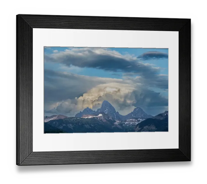 Framed Print : USA, Wyoming. Landscape of the Grand Teton, from the west, and billowing clouds, Grand Teton National Park Framed Print : USA, Wyoming. Landscape of the Grand Teton, from the west, and billowing clouds, Grand Teton National Park