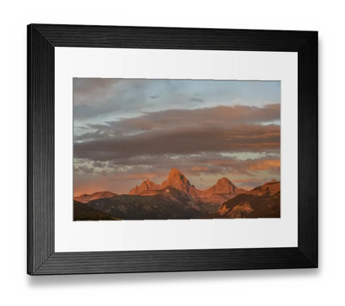 Framed Print : USA, Wyoming. Grand Teton and alpenglow on west side of Teton Mountains Framed Print : USA, Wyoming. Grand Teton and alpenglow on west side of Teton Mountains