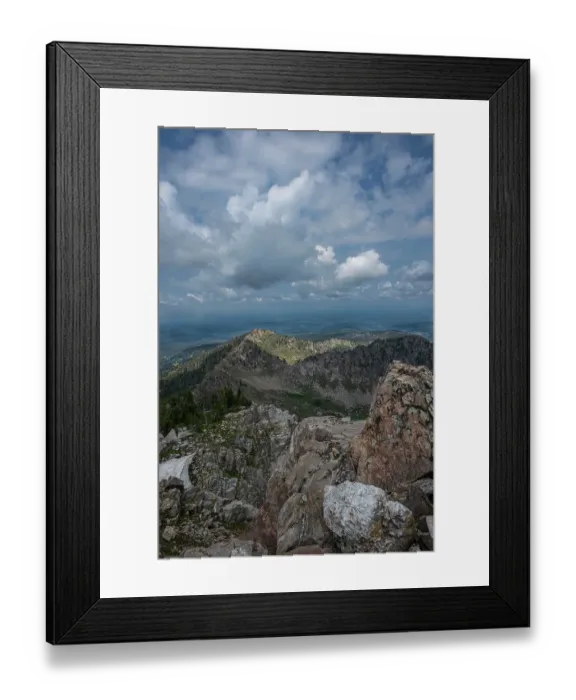 Framed Print : USA, Wyoming. Rugged landscape of Rammell Mountain and view of distant valley Framed Print : USA, Wyoming. Rugged landscape of Rammell Mountain and view of distant valley