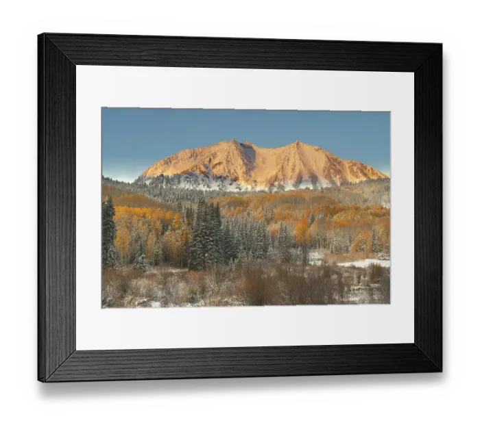 Framed Print : USA, Colorado, Gunnison National Forest. Snow on East Beckwith Mountain and forest in autumn. ©Don Grall / Jaynes Gallery / DanitaDelimont.com Framed Print : USA, Colorado, Gunnison National Forest. Snow on East Beckwith Mountain and forest in autumn. ©Don Grall / Jaynes Gallery / DanitaDelimont.com