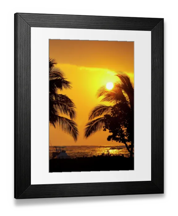 Framed Print : Palm trees in the sunset, Kona, Hawaii USA Framed Print : Palm trees in the sunset, Kona, Hawaii USA