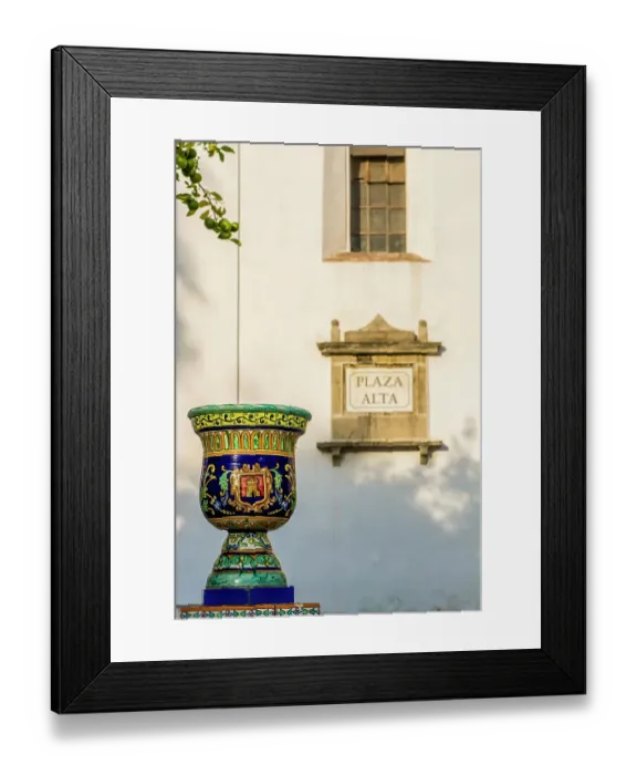 Framed Print : Plaza Alta street sign in the main square, Algeciras, Spain