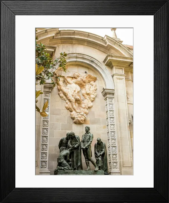 Framed Print : Sculpture featuring four renown Spanish patriots, Barcelona, Spain Framed Print : Sculpture featuring four renown Spanish patriots, Barcelona, Spain