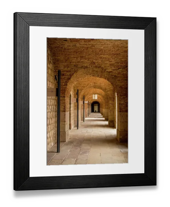 Framed Print : Montjuic Castle old military fortress on Montjuic Mountain overlooking the city, Barcelona, Spain
