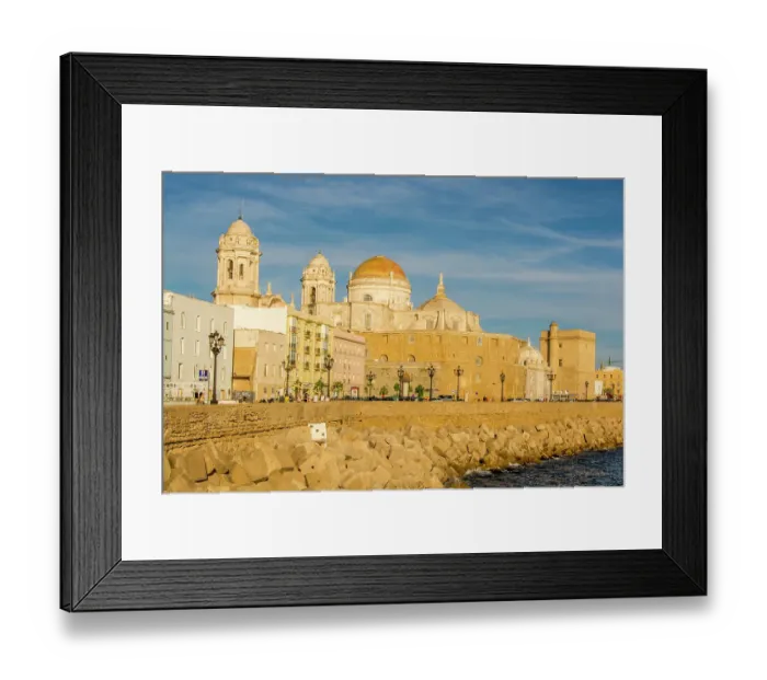 Framed Print : Catedral de la Santa Cruz (Cathedral of the Holy Cross) along San Sebastian Bay, Cadiz, Spain Framed Print : Catedral de la Santa Cruz (Cathedral of the Holy Cross) along San Sebastian Bay, Cadiz, Spain