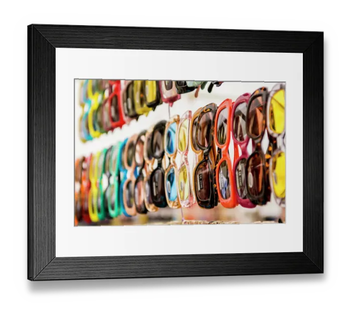 Framed Print : Sunglasses at El Rastro outdoor Sunday flea market in Plaza de Cascorro, Madrid, Spain