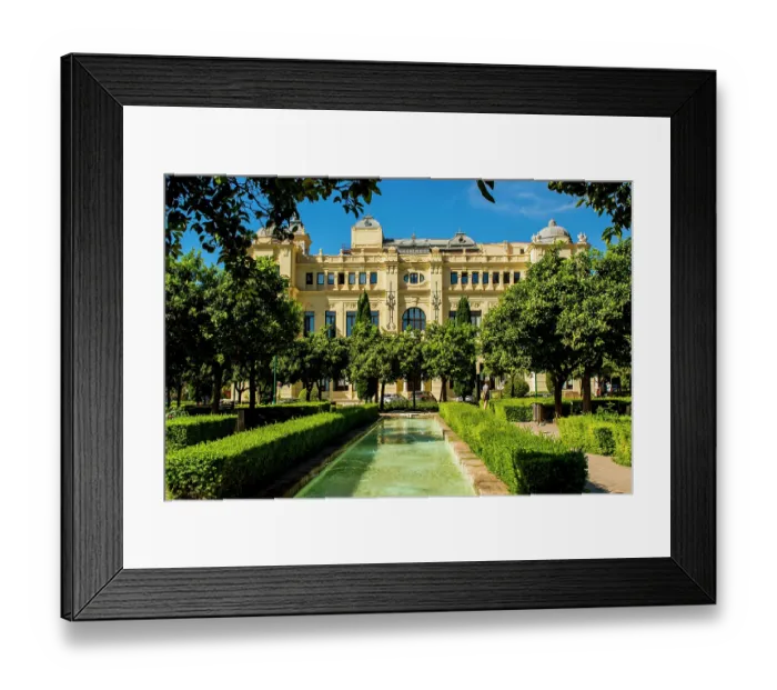 Framed Print : Fountain in Pedro Luis Alonso Gardens (Jardines de Pedro Luis Alonso) and the Ayuntamiento de Malaga (Malaga City Hall), Malaga, Spain Framed Print : Fountain in Pedro Luis Alonso Gardens (Jardines de Pedro Luis Alonso) and the Ayuntamiento de Malaga (Malaga City Hall), Malaga, Spain