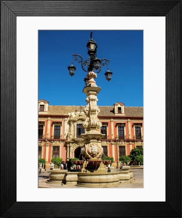 Framed Print : Palacio Arzobispal and Fuente Farola, Plaza Virgen de los Reyes, Seville, Andalusia, Spain