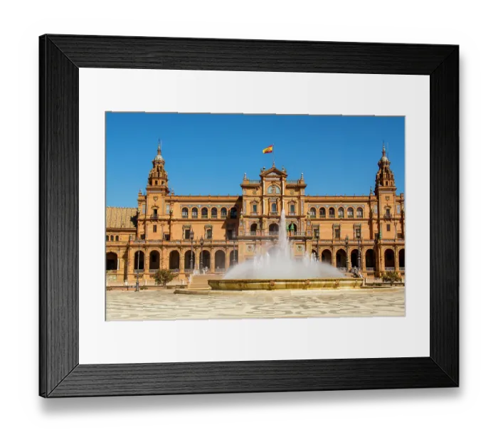 Framed Print : Vicente Traver fountain, Plaza de Espana, Seville, Andalusia, Spain