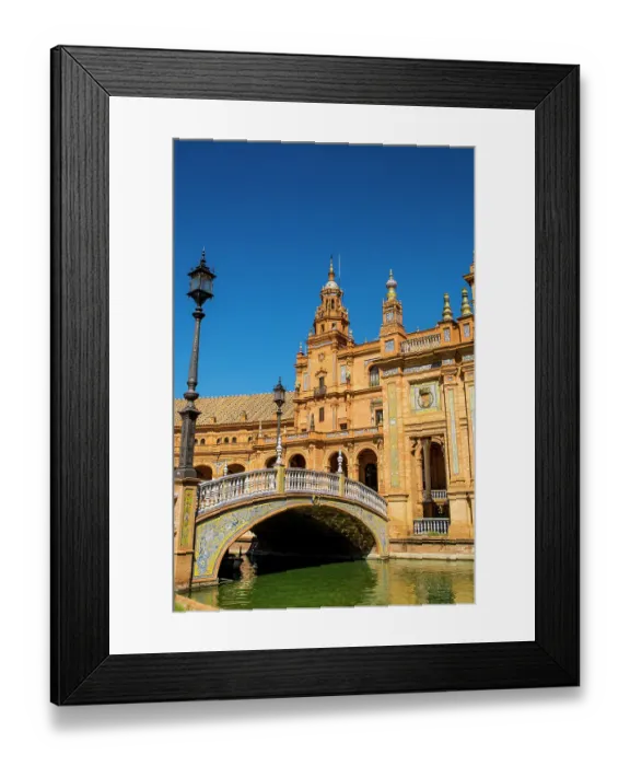 Framed Print : Bridge over the canal at Plaza de Espana, Seville, Andalusia, Spain
