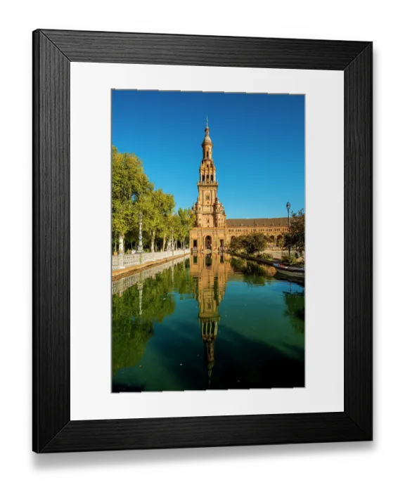 Framed Print : Large pond near the main building in Plaza de Espana, Seville, Andalusia, Spain Framed Print : Large pond near the main building in Plaza de Espana, Seville, Andalusia, Spain