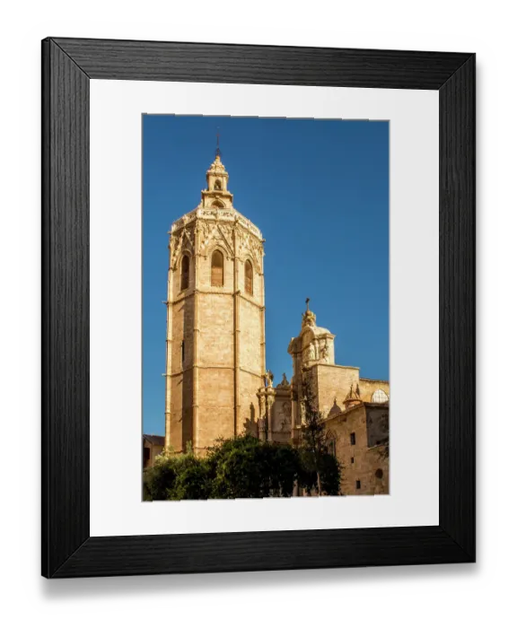 Framed Print : Miguelete Tower (El Miguelete) is the bell tower for the Valencia Cathedral, Plaza de la Reina, Valencia, Spain