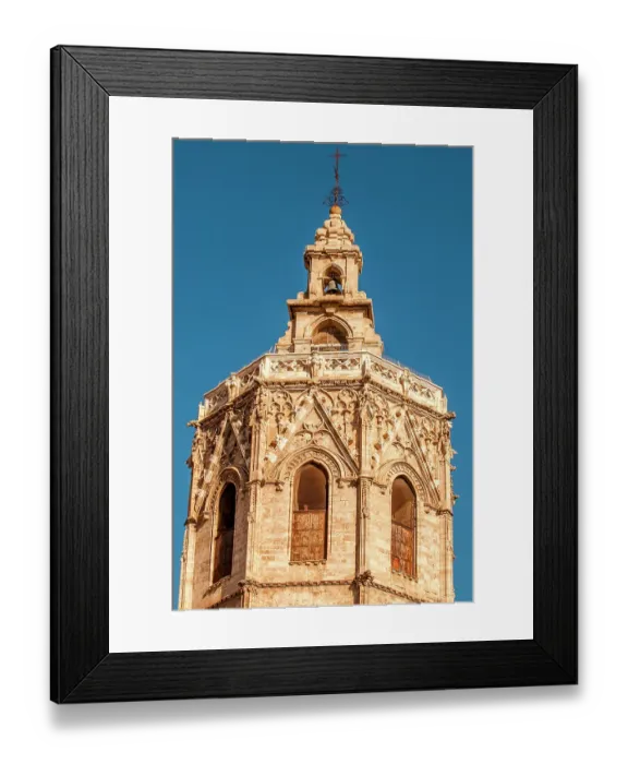 Framed Print : Miguelete Tower (El Miguelete) is the bell tower for the Valencia Cathedral, Plaza de la Reina, Valencia, Spain