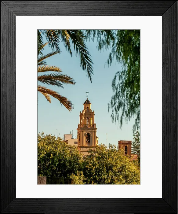 Framed Print : Church bell tower on the skyline, Valencia, Spain Framed Print : Church bell tower on the skyline, Valencia, Spain