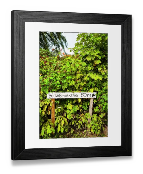 Framed Print : Bed and Breakfast sign on the island of Ven, Sweden