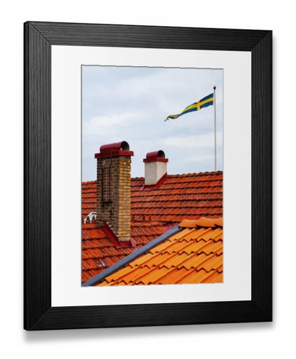 Framed Print : Tiled roofs of homes at Backviken on the island of Ven Sweden Framed Print : Tiled roofs of homes at Backviken on the island of Ven Sweden