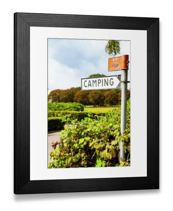 Framed Print : Camping sign, Sankt Ibb, Ven, Sweden Framed Print : Camping sign, Sankt Ibb, Ven, Sweden