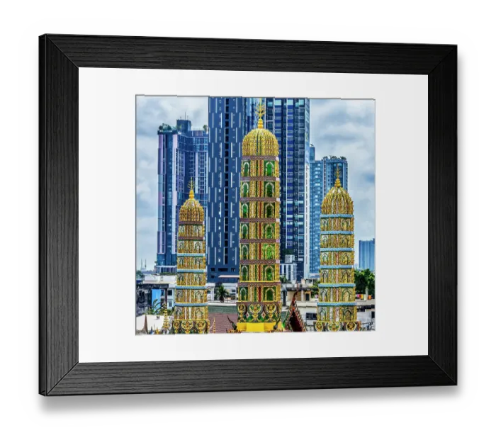 Framed Print : Golden Three Towers, Wat Khun Chan, Bangkok, Thailand. Temple established in early 1800's Framed Print : Golden Three Towers, Wat Khun Chan, Bangkok, Thailand. Temple established in early 1800's
