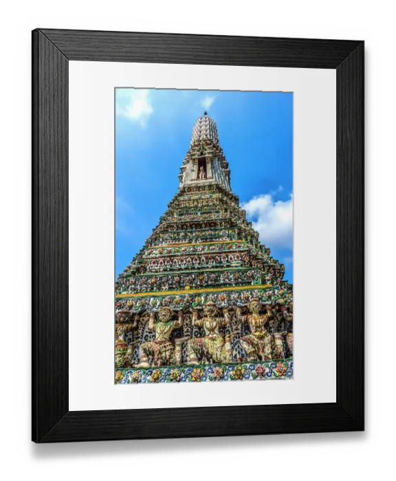 Framed Print : Colorful ceramic warrior horse prang, Wat Arun, Buddhist Temple of Dawn, Bangkok, Thailand. Built in 1600's. One of oldest temples in Thailand Framed Print : Colorful ceramic warrior horse prang, Wat Arun, Buddhist Temple of Dawn, Bangkok, Thailand. Built in 1600's. One of oldest temples in Thailand
