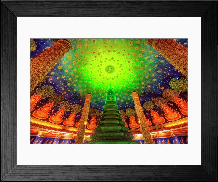 Framed Print : Maharatchamongkhon Stupa, Wat Paknam Bhasicharoen, Bangkok, Thailand. Temple established in 1600's. Pagoda finished in 2012. Green chedi has Buddha relics inside Framed Print : Maharatchamongkhon Stupa, Wat Paknam Bhasicharoen, Bangkok, Thailand. Temple established in 1600's. Pagoda finished in 2012. Green chedi has Buddha relics inside