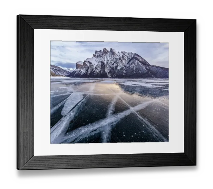 Framed Print : Lake Minnewanka ice lines, Canada