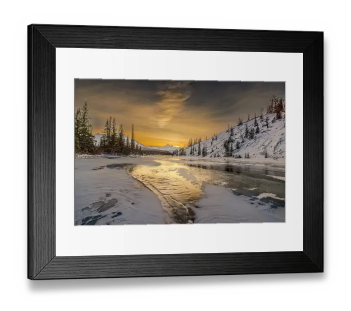 Framed Print : Saskatchewan River Crossing at sunset, Canada
