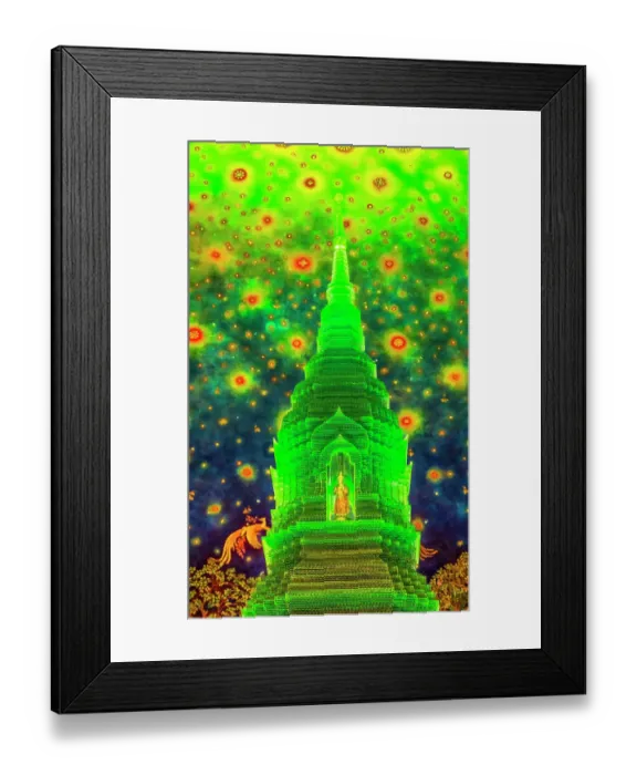 Framed Print : Maharatchamongkhon Stupa, Wat Paknam Bhasicharoen, Bangkok, Thailand. Temple established in 1600's. Pagoda finished in 2012. Green chedi has Buddha relics inside Framed Print : Maharatchamongkhon Stupa, Wat Paknam Bhasicharoen, Bangkok, Thailand. Temple established in 1600's. Pagoda finished in 2012. Green chedi has Buddha relics inside