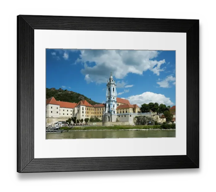 Framed Print : Durnstein, Austria. Beautiful blue church along the Danube Framed Print : Durnstein, Austria. Beautiful blue church along the Danube