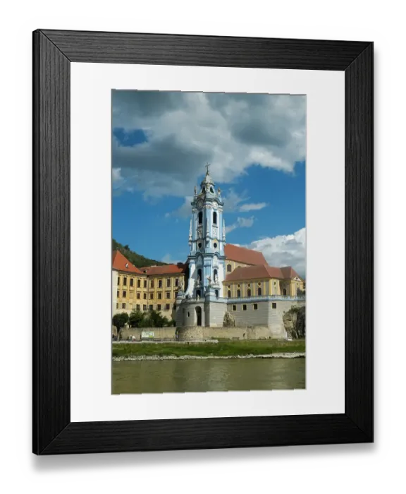Framed Print : Durnstein, Austria. Beautiful blue church along the Danube Framed Print : Durnstein, Austria. Beautiful blue church along the Danube