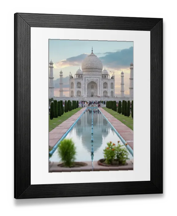 Framed Print : India, Uttar Pradesh, Agra. Taj Mahal, vertical view of Taj Mahal at sunset