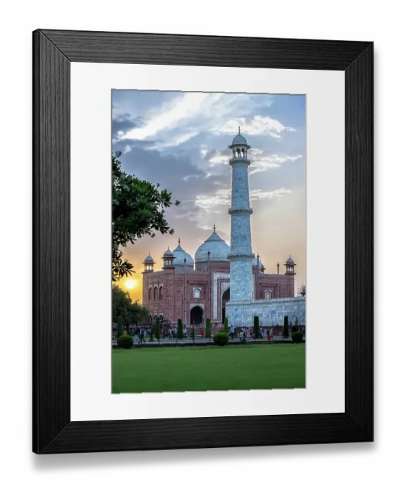 Framed Print : India, Uttar Pradesh, Agra. Taj Mahal, side vertical view of Main gate at sunset Framed Print : India, Uttar Pradesh, Agra. Taj Mahal, side vertical view of Main gate at sunset
