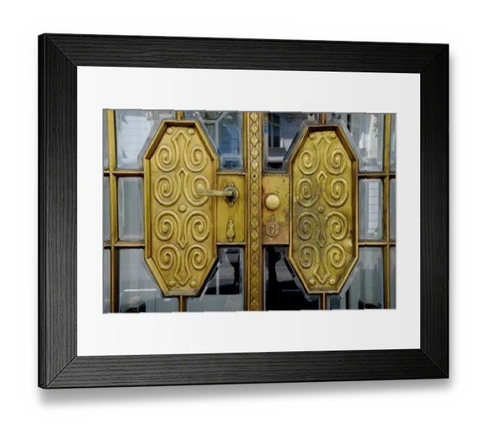 Framed Print : Vienna, Austria. Brass art deco door detail Framed Print : Vienna, Austria. Brass art deco door detail