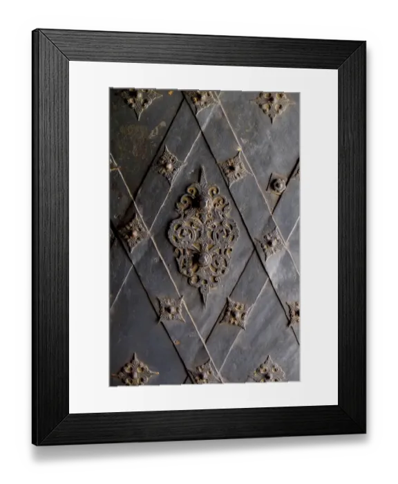 Framed Print : Vienna, Austria. Ancient wood door covered in metal Framed Print : Vienna, Austria. Ancient wood door covered in metal