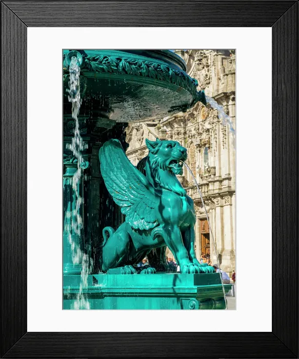 Framed Print : Lions Fountain (Fonte dos Leoes) and the Church of Our Lady of Carmo (Igreja do Carmo), Porto, Portugal Framed Print : Lions Fountain (Fonte dos Leoes) and the Church of Our Lady of Carmo (Igreja do Carmo), Porto, Portugal