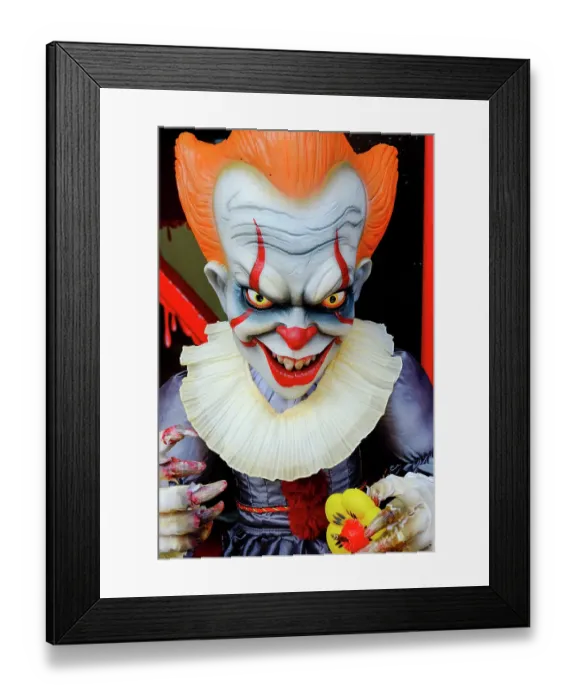 Framed Print : Vienna, Austria. Scary clown at house of horrors ride at The Prater Amusement park. (Editorial Use Only) Framed Print : Vienna, Austria. Scary clown at house of horrors ride at The Prater Amusement park. (Editorial Use Only)