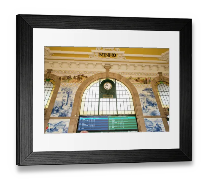 Framed Print : Train schedule Saint Benedict Train Station (Estacao de Sao Bento). Porto, Portugal. (Editorial Use Only) Framed Print : Train schedule Saint Benedict Train Station (Estacao de Sao Bento). Porto, Portugal. (Editorial Use Only)