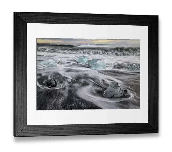 Framed Print : Diamond Beach surf, Iceland Framed Print : Diamond Beach surf, Iceland