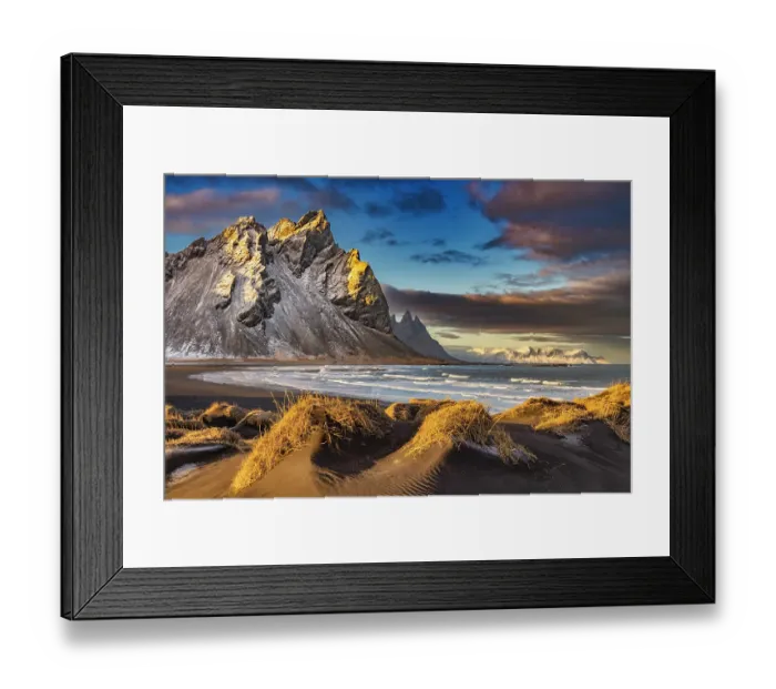 Framed Print : Mt. Vestrahorn with dunes, Iceland Framed Print : Mt. Vestrahorn with dunes, Iceland