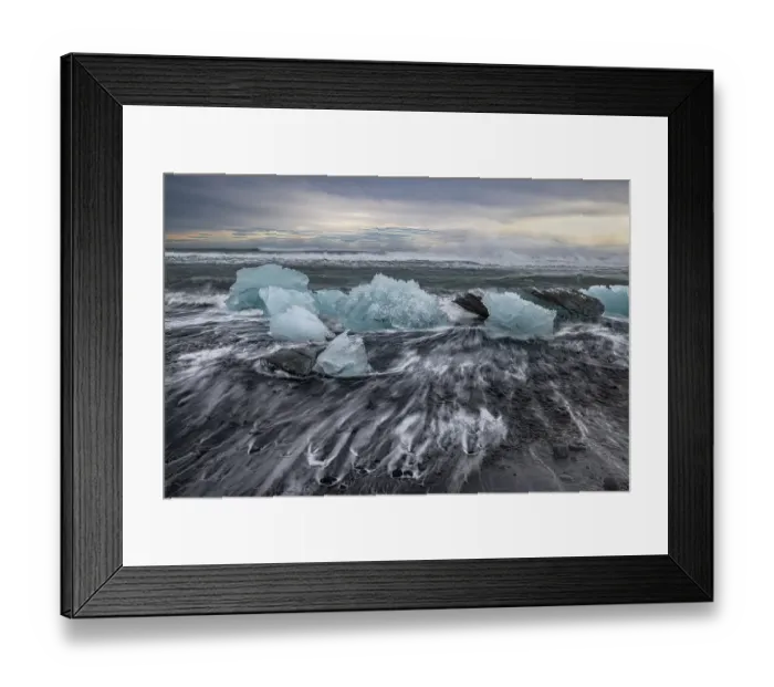 Framed Print : Diamond Beach surf, Iceland Framed Print : Diamond Beach surf, Iceland