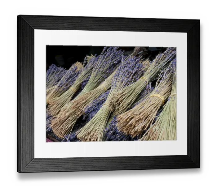 Framed Print : London, England, Great Britain. Borough Hall Market, fresh food, vendors and produce market. Dried lavender bunches for sale