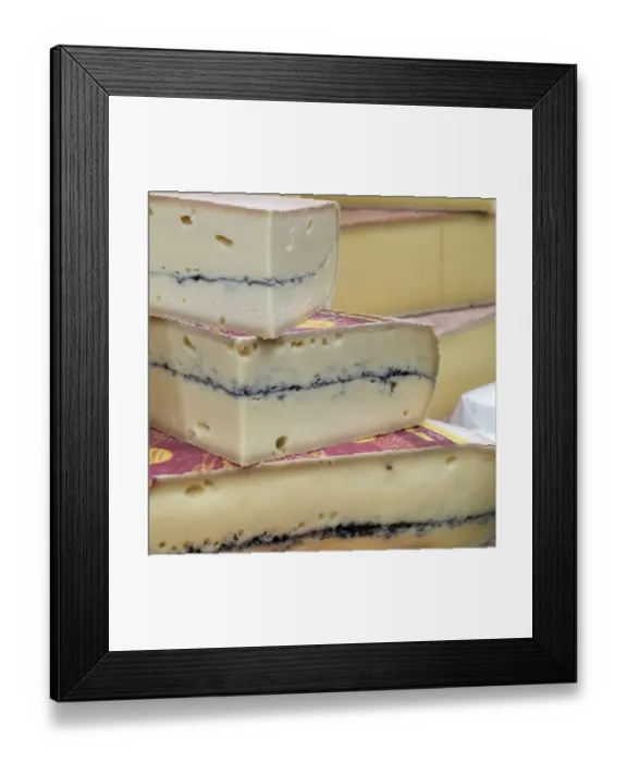 Framed Print : London, England, Great Britain. Borough Hall Market, fresh food, vendors and produce market. Local cheese for sale
