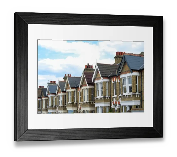Framed Print : London, England, Great Britain. Typical English row houses
