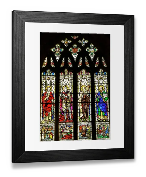 Framed Print : Colorful Saints Peter Paul Petroc and George stained glass, St. Petroc Church, Dartmouth, Devon, England. Church was originally founded in 1192. (Editorial Use Only) Framed Print : Colorful Saints Peter Paul Petroc and George stained glass, St. Petroc Church, Dartmouth, Devon, England. Church was originally founded in 1192. (Editorial Use Only)