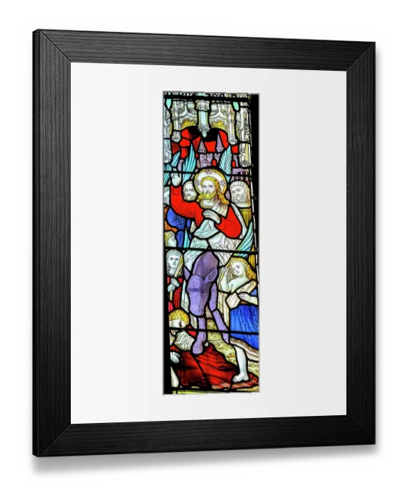 Framed Print : Colorful Jesus Palm Sunday stained glass, St. Saviour's Church, Dartmouth, Devon, England. Church originally founded in 1372. (Editorial Use Only) Framed Print : Colorful Jesus Palm Sunday stained glass, St. Saviour's Church, Dartmouth, Devon, England. Church originally founded in 1372. (Editorial Use Only)