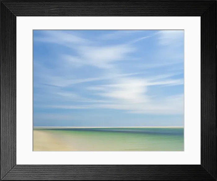 Framed Print : Blur of beach, clouds, and sky