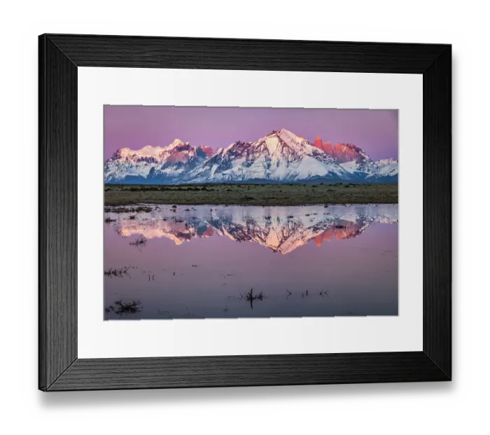 Framed Print : Torres del Paine reflection sunrise, Chile