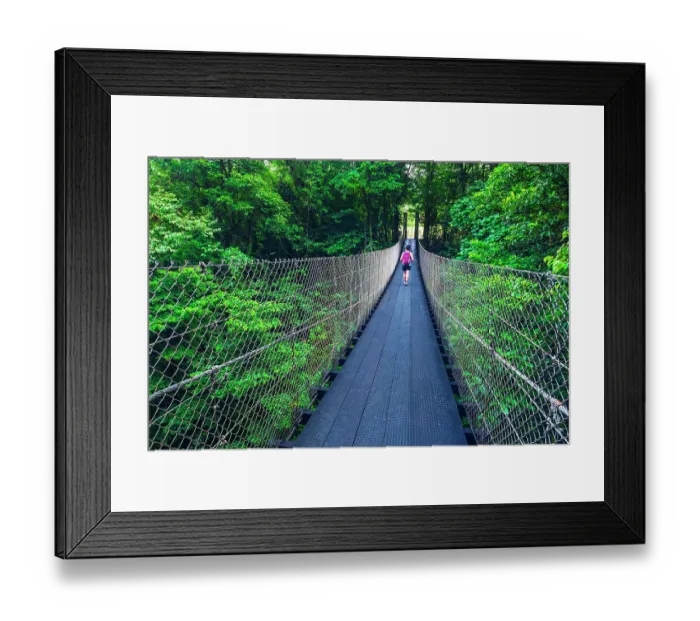 Framed Print : Hiker on the Danta Bridge, Arenal Volcano National Park, Costa Rica. (MR) (Editorial Use Only) Framed Print : Hiker on the Danta Bridge, Arenal Volcano National Park, Costa Rica. (MR) (Editorial Use Only)