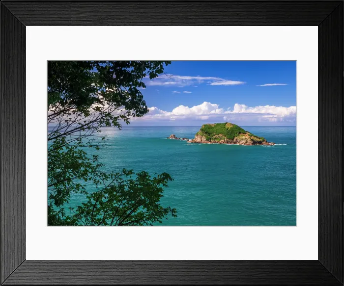 Framed Print : Isla Olocuilta from the Punta Serrucho viewpoint, Manuel Antonio National Park, Puntarenas Province, Quepos, Costa Rica
