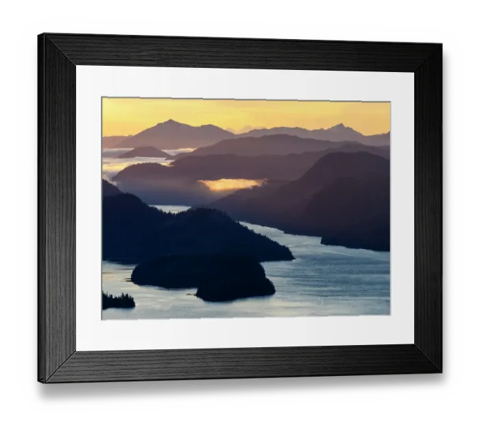 Framed Print : Overview of mountains and water near Sitka, Alaska Framed Print : Overview of mountains and water near Sitka, Alaska